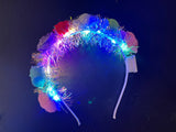Light Up Flower Tinsel Headband - Assorted Colors (1 Dozen)
