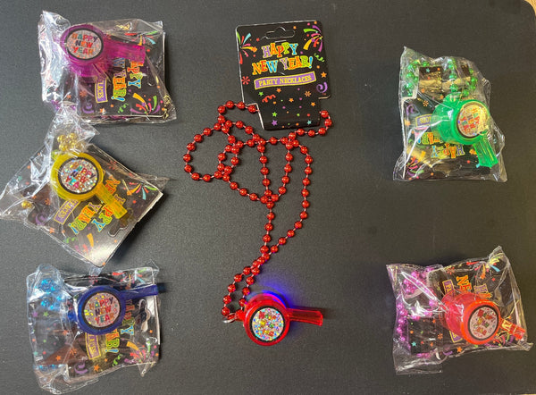Light Up New Year's Whistle Necklace (1 Dozen)