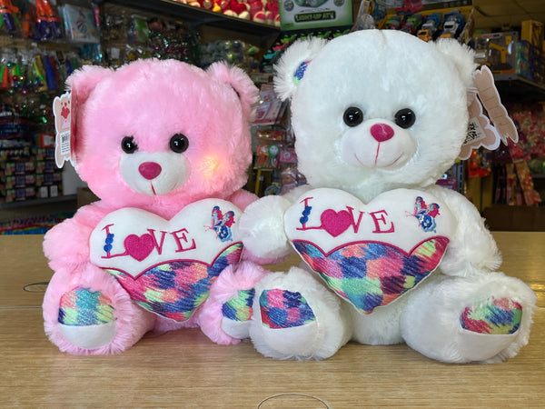 12” Bear With Heart Flashing Cheeks and Music - Assorted (1 Unit)