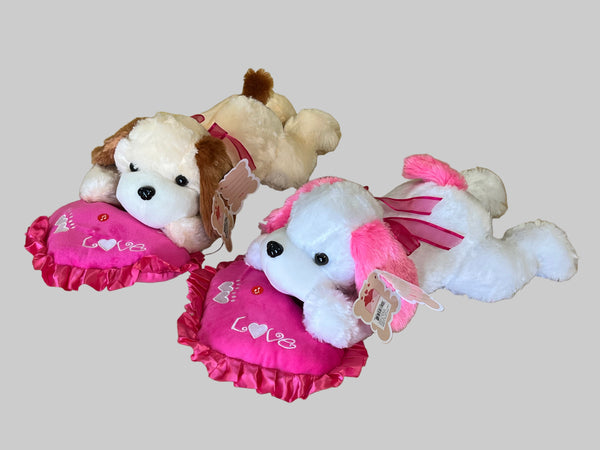 20” Laying Dog With Pillow (1 Unit)