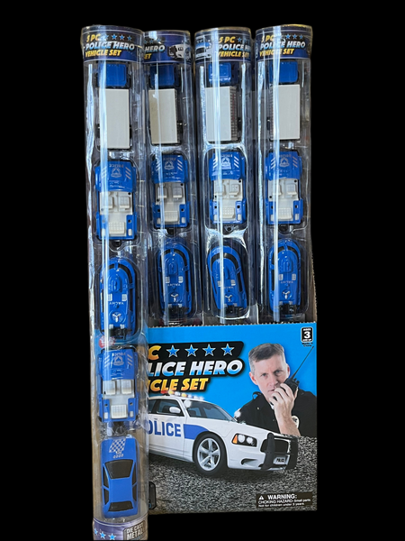5pc Die Cast Police Vehicle Tube Set (1 Dozen)