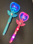 Light Up Princess Spinning Heart Wand 11.5” (1 Unit)