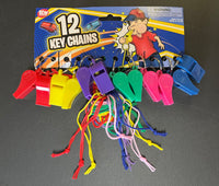 Neon Plastic Whistles w/ Cord (1 Dozen)