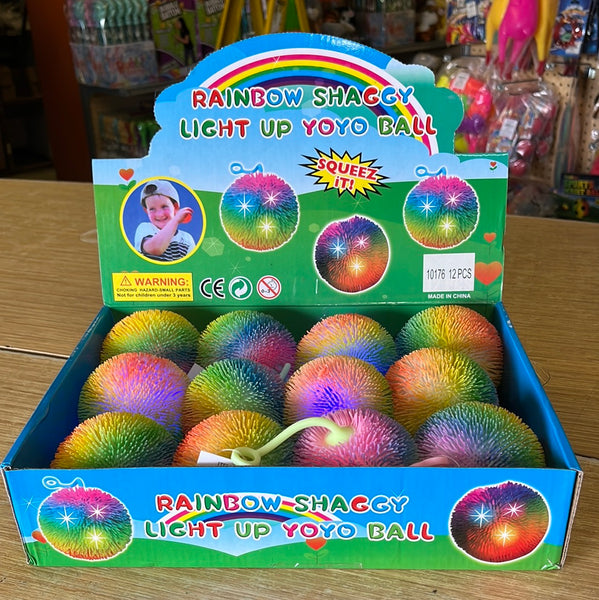 Rainbow Light-Up Shaggy Yoyo Ball (1 Dozen)