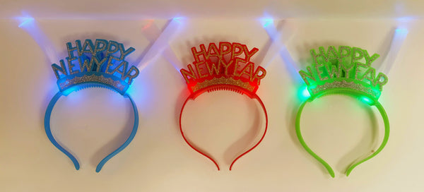 Light-Up Happy New Year Fiber Optic Headband - Assorted (1 Dozen)