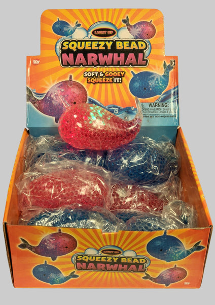Light Up Squeezy Bead Narwhal 5" - Assorted (1 Dozen)